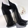Lightweight Chiffon Scarf for Women, Sheer Black & Gray Gradient Shawl, Breathable Sun-Protective Beach Cover-Up, Jacquard Texture