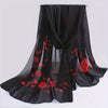 Large Floral Chiffon Scarf - Lightweight Windproof Beach & Casual Wrap, 59.1 x 19.7 in (150 x 50 cm)