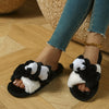 Cute Cartoon Panda Cross Slip-On Slippers, All-Season Indoor Slides with Fabric Upper & EVA Sole