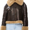 Women's Faux Leather Biker Jacket with Faux Fur Lining – Warm Winter Coat