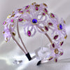 Handmade Crystal Floral Headband - Purple & Pink Sparkling Flower Hairpiece for Parties, Birthdays & Festivals