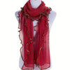 Bohemian Ruffle Edge Scarf — Long Lightweight Breathable Shawl with Glitter Accents, Sun Protection Wrap for Women