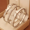 3-Piece Stainless Steel Zirconia Bracelet Set with Lock Charm & Watch Clasp — Elegant Party Gift