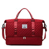 Women's Large Quilted Checkered Duffle Bag - Removable Strap, Zipper Closure, Spacious Travel & Gym Weekend Bag