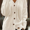 Plus Size Twist-Front Button Cardigan Sweater – V-Neck Long Sleeve Casual Knit