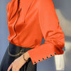Women's Lapel Long Sleeve Casual Shirt - Button Front Solid Color Polyester Blouse