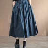 Plus Size Plaid A-Line Midi Skirt – Dark Blue Navy Houndstooth, Belt-Free Waist, Pockets, Wrinkle-Resistant, Machine Washable, All-Season