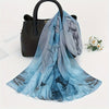 Large Lotus Print Chiffon Scarf, Lightweight Floral Shawl for Women, Breathable Beach Wrap & Travel Headscarf
