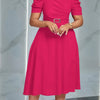 Women's V-Neck Ruched Midi Dress with Belted Waist, Short Sleeve Flowy Skirt for Spring/Summer
