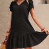 Petal Sleeve V-Neck Ruffle Hem A-Line Dress - Casual Summer