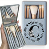 Portable Professional Makeup Brush Set with Mirror, Soft Fluffy Travel Brushes and 26-Letter Initial Garland Gift