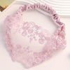 Wide Lace Flower Embroidered Stretch Headband - Elegant Boho Vintage Hair Band for Women