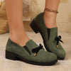 Women's Bowknot Flat Loafers Retro Round Toe Slip-On Commuter Flats