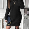 Women's Rib-Knit High-Neck Long Sleeve Sweater Dress, Solid Color, 100% Acrylic