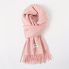 Solid Color Tassel Scarf with Fringe - Lightweight Polyester Shawl for Women