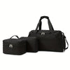 Women's Quilted Diamond 3-Piece Bag Set – Large Capacity Nylon Travel Tote, Removable-Strap Handbag & Square Makeup Bag