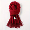 Solid Color Tassel Scarf with Fringe - Lightweight Polyester Shawl for Women