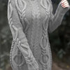 Women's Plus Size High-Neck Cable Knit Sweater - Long Sleeve Solid Pullover, Soft Warm Fall Winter Top