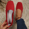 Women's Square Toe Knit Ballet Flats, Breathable Slip-On Soft Sole Casual Shoes