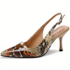 Snake Print Women's Strappy Stiletto Sandals - Pointed Toe Dress Heels, 3 in (7.6 cm)