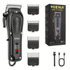 Men's Professional Rechargeable Hair Clipper Set with Digital Display USB Charging and Carving Scissors (1 or 2-Piece)