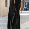 Plus Size Velvet Knee-Length Dress Round Neck Long Sleeve Straight Fit