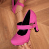 Retro Mary-Jane Round Toe Block Heel Pumps for Women - Buckle Platform High Heels
