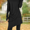 Women's Asymmetrical High-Neck Long Sleeve Tunic Dress, Knit Polyester Pencil Skirt, All-Season Casual