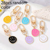 28-Pack Joyful Face Keychains - Colorful Cartoon Zinc Alloy Metal Charms for Wallets, Tote Bags, Teacher Appreciation & Classroom Gifts