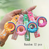 Rainbow Donut Keychains with PVC Rope – 5-Pack or 12-Pack Cute Cartoon Pendant Keyrings