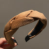 Chic Wide-Brim Knitted Fabric Headband for Women - Knotted Vintage Elegant Hairband (Black, Olive Green, Beige, Brown)