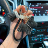 Cute Puppy Keychain with Sparkling Tassels & Bone Charm - Multicolor Dog Collar and Bag Charm (Pink, Black, Blue, Brown)