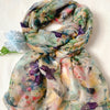 Bohemian Floral Sheer Scarf for Women, Lightweight Polyester Bali Yarn Shawl, Handwash or Dry Clean