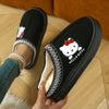 Cute Cartoon Slip-On Indoor/Outdoor Slippers – Cozy Soft Fabric House Shoes for Women & Men, Brown