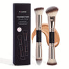 2-Pack Double-Ended Foundation & Contour Makeup Brushes with Travel Case - Round, Flat & Beveled Soft Fiber