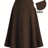 Plus Size A-Line Midi Skirt, Solid Color Flared Casual Skirt for All Seasons