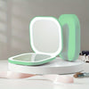 Foldable LED Travel Makeup Mirror - Double-Sided 1X/2X/3X Magnification, Adjustable Brightness, Rechargeable USB Pocket Mirror