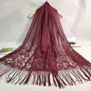 Lightweight Fringe Shawl Wrap for Women — Solid Floral Lace Evening Scarf for Weddings & Parties