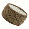 Women's Plush Knit Headband with Faux Fur Pom Pom, Warm Winter Ear Warmer & Christmas Gift