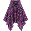 Plaid Tie-Front High Waist Irregular Hem Skirt – Women's Casual Fall/Winter