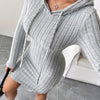 Ribbed Drawstring Hooded Bodycon Dress — Women's Rib-Knit Pencil Dress