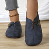 Women's Soft Sole Round Toe Slip-On Flats with Buckle Decor - Lightweight Casual Shoes in Blue, Black, Brown, Gray