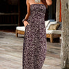 Women's Floral Bandeau Maxi Dress with Pockets – Sleeveless Side-Slit Rayon Blend Summer Dress
