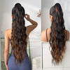 28-Inch (70 cm) Claw Ponytail Extension – Ombre Water Wave Heat-Resistant Synthetic Hair, Black to Dark Brown