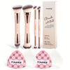 4-Piece Double-Ended Makeup Brush Set – Foundation Contour Blush Powder Eyeshadow Concealer Highlight – Soft Synthetic Brushes for Travel Gift