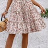 Floral Tiered A-Line Skirt with Elastic Waist — Knee-Length for Spring & Summer