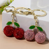 2-Pack Cute Cherry Keychains for Women - Metal Bag & Car Key Ring