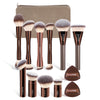 13-Piece Professional Makeup Brush Set — 10 Aluminum Brushes, Velvet Zipper Pouch & Triangle Powder Puff, Telescopic Travel Brushes