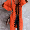 Plus Size Hooded Cardigan Sweater for Women, Stretch Knit with Faux Button Front, Raglan Sleeves & Crochet Detail, Fall/Winter