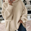 Plus Size Turtleneck Knitted Sweater - Cozy Long Sleeve Pullover for Curvy Women, Fall Winter